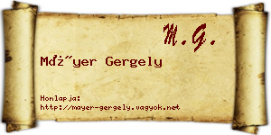 Máyer Gergely névjegykártya